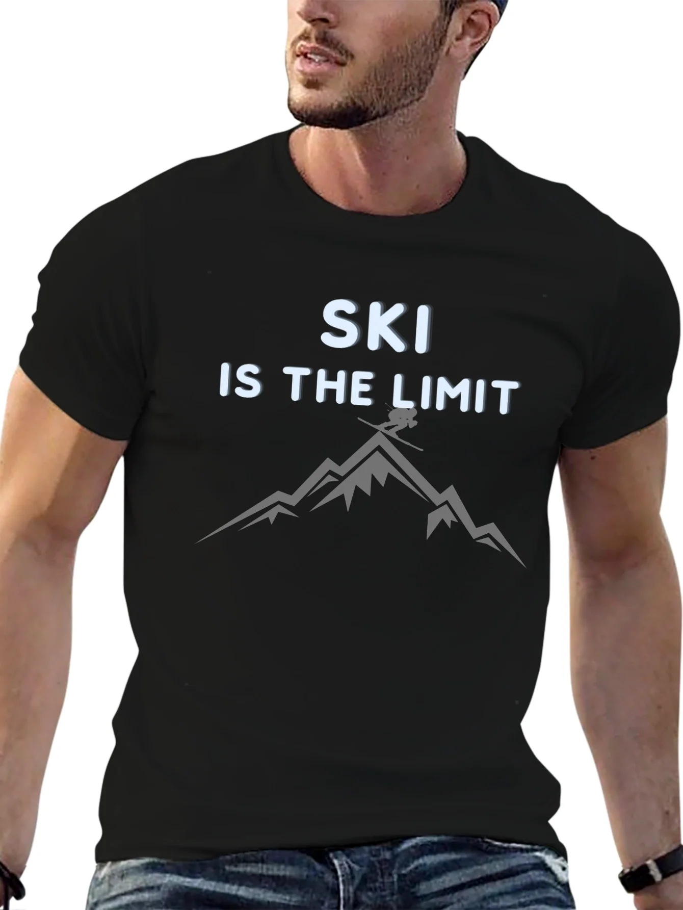 Camiseta Negra Ski is the Limit para Aventura Invernal