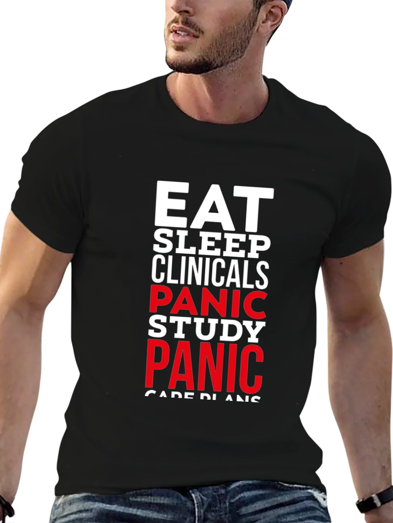 Camiseta Negra Eat Sleep Clinicals Panic Study