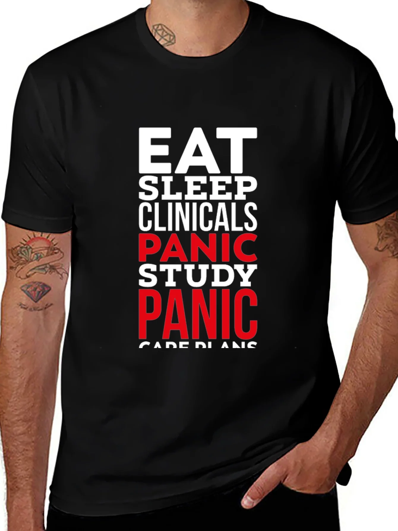 Camiseta Negra Eat Sleep Clinicals Panic Study