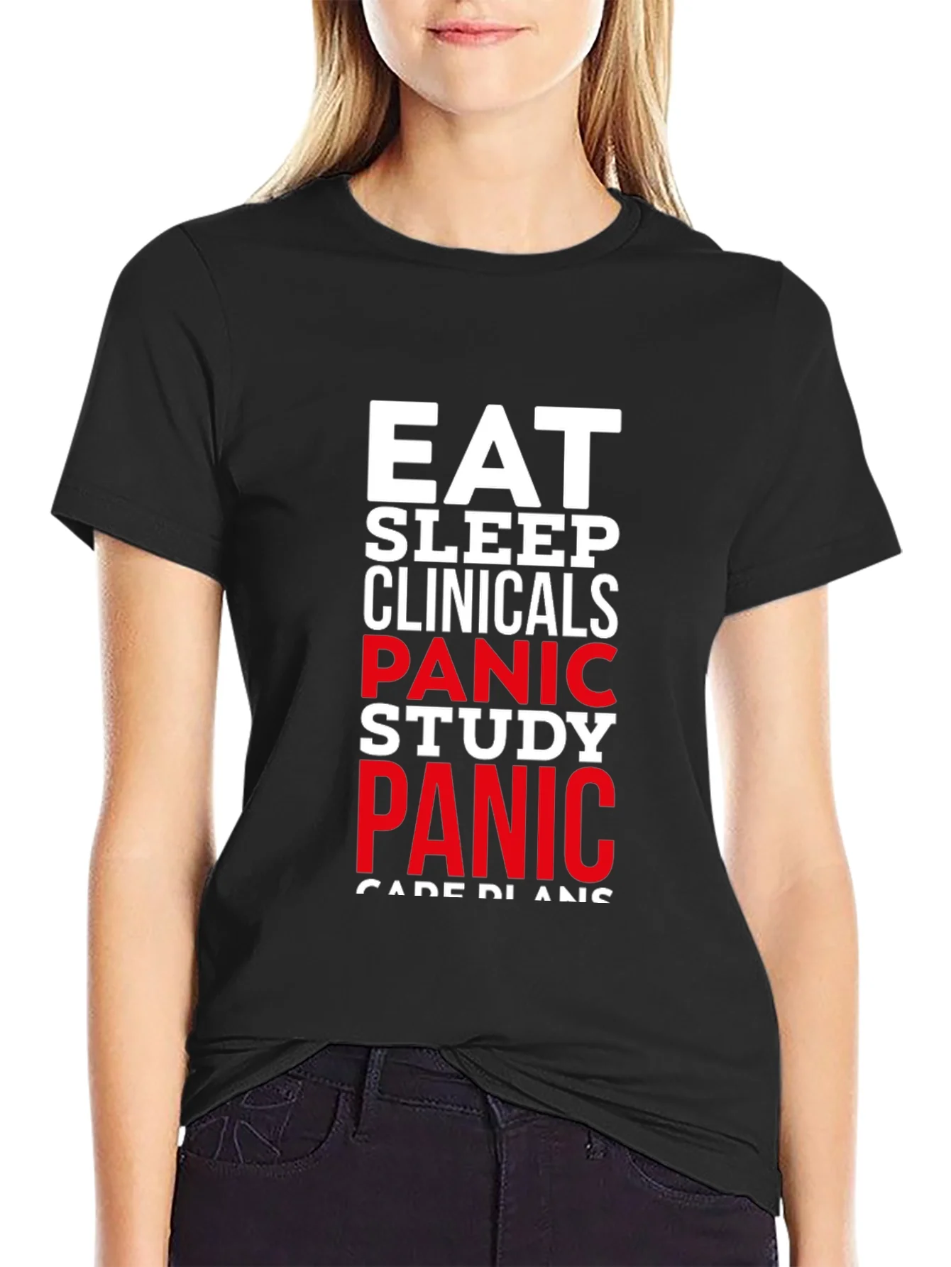 Camiseta Negra Eat Sleep Clinicals Panic Study