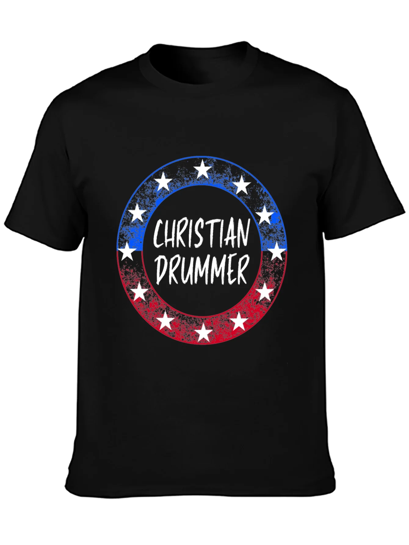 Camiseta Cristiana de Baterista con Dise?o Patri¨®tico