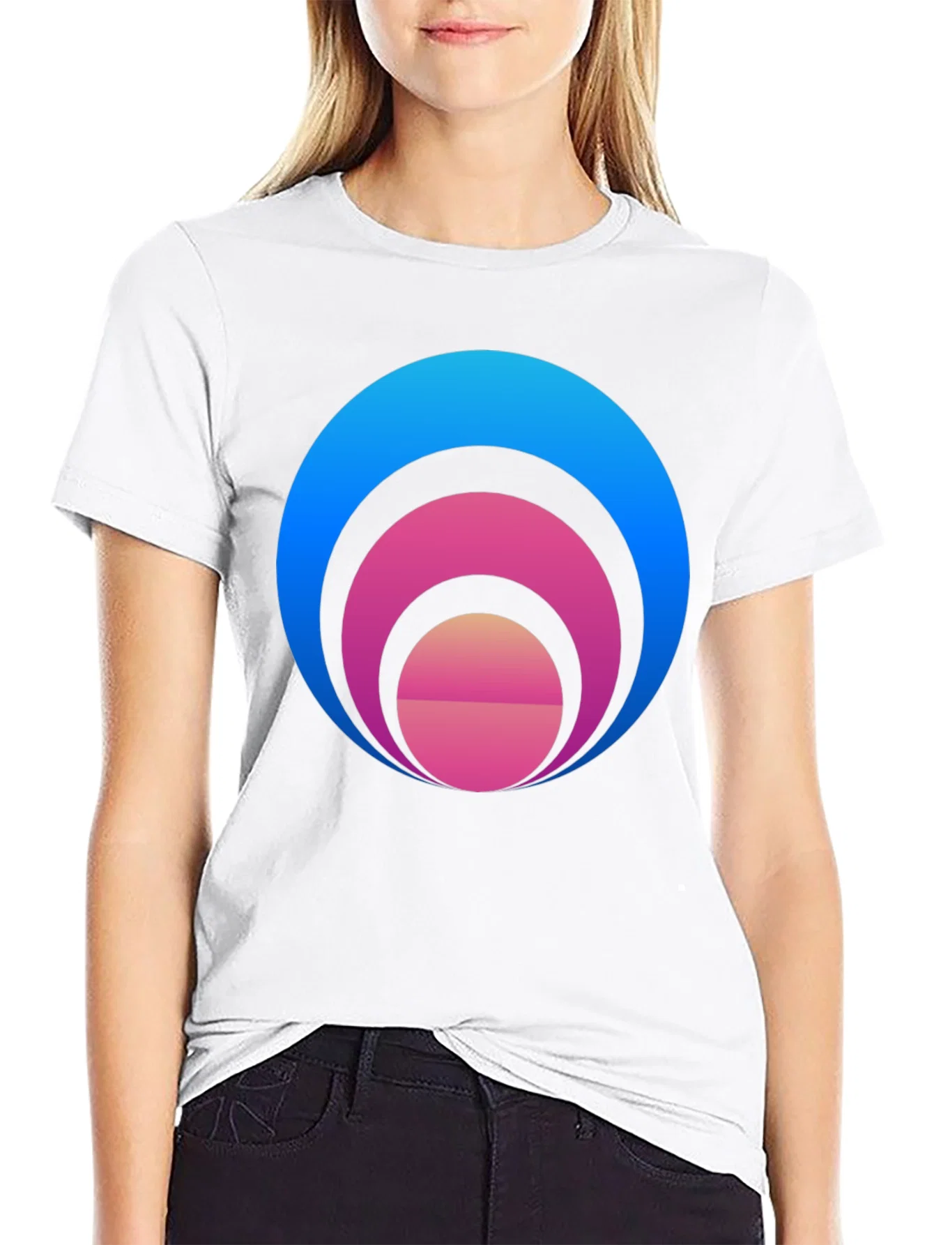 Rebbecca Gradient Circle Graphic T-Shirt - Stylish Casual Tee