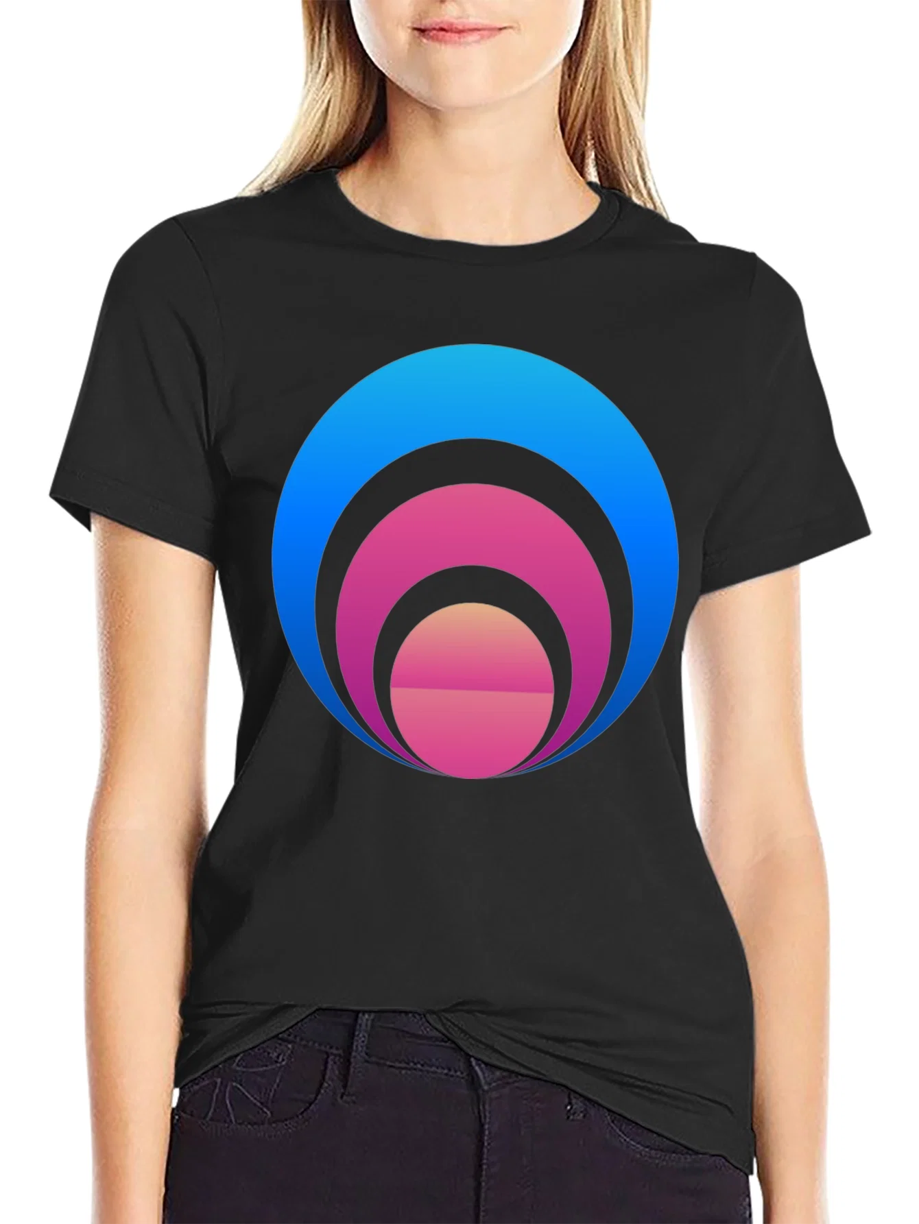 Rebbecca Gradient Circle Graphic T-Shirt - Stylish Casual Tee