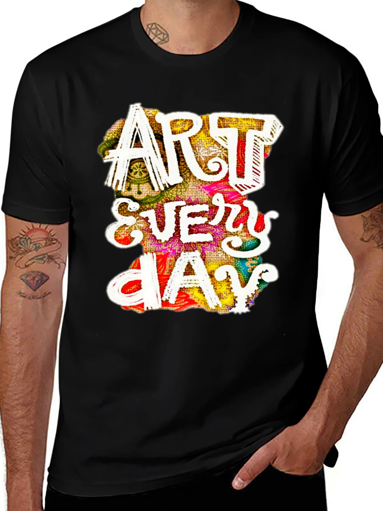 Camiseta Negra Art Every Day ¨²nica