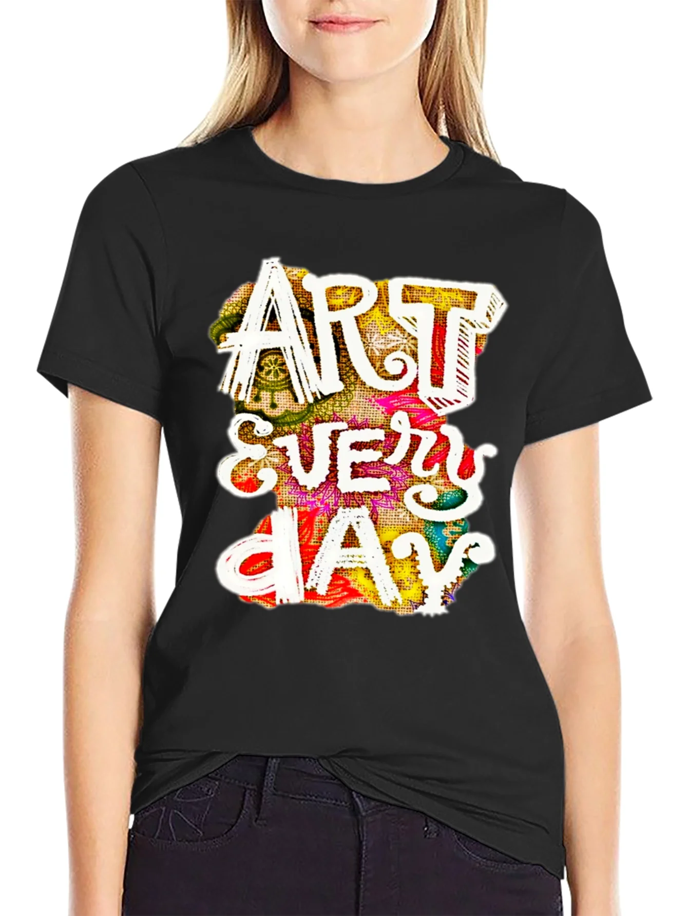 Camiseta Negra Art Every Day ¨²nica