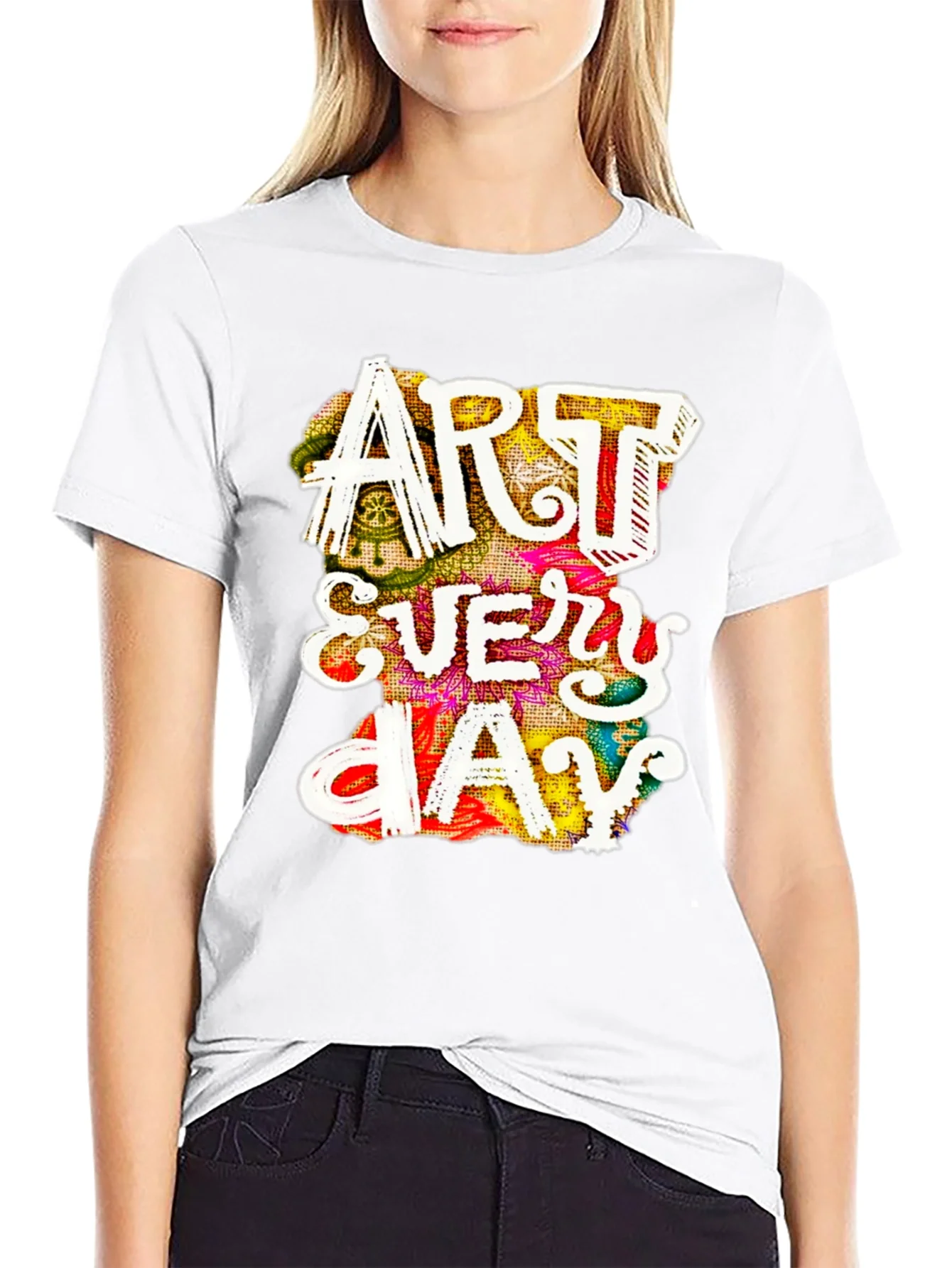 Camiseta Negra Art Every Day ¨²nica