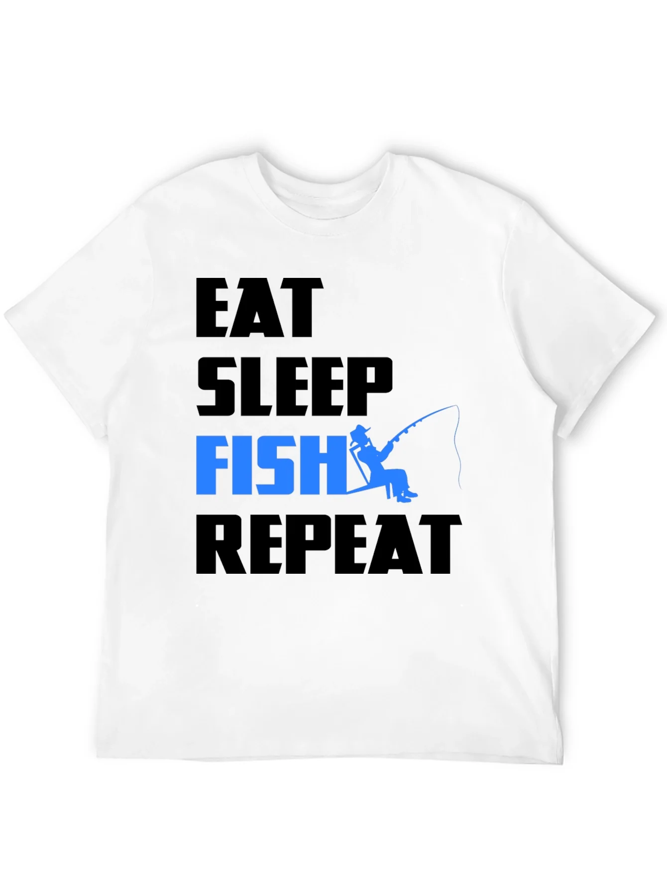 Camiseta Hombre: Come Duerme Pesca Repite - Dise?o ¨²nico