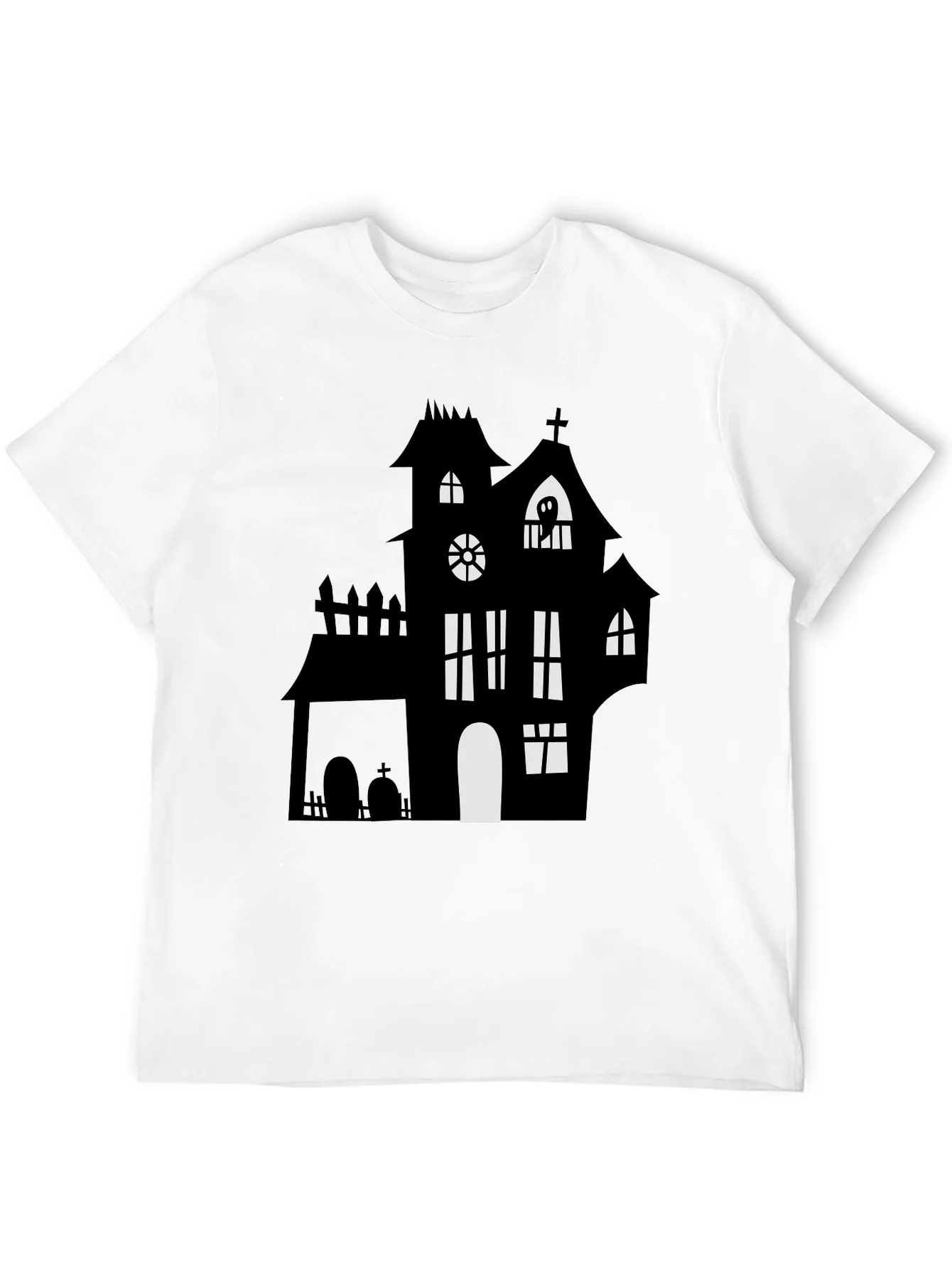 Rebbecca Spooky Halloween Haunted House Graphic Tee - Black