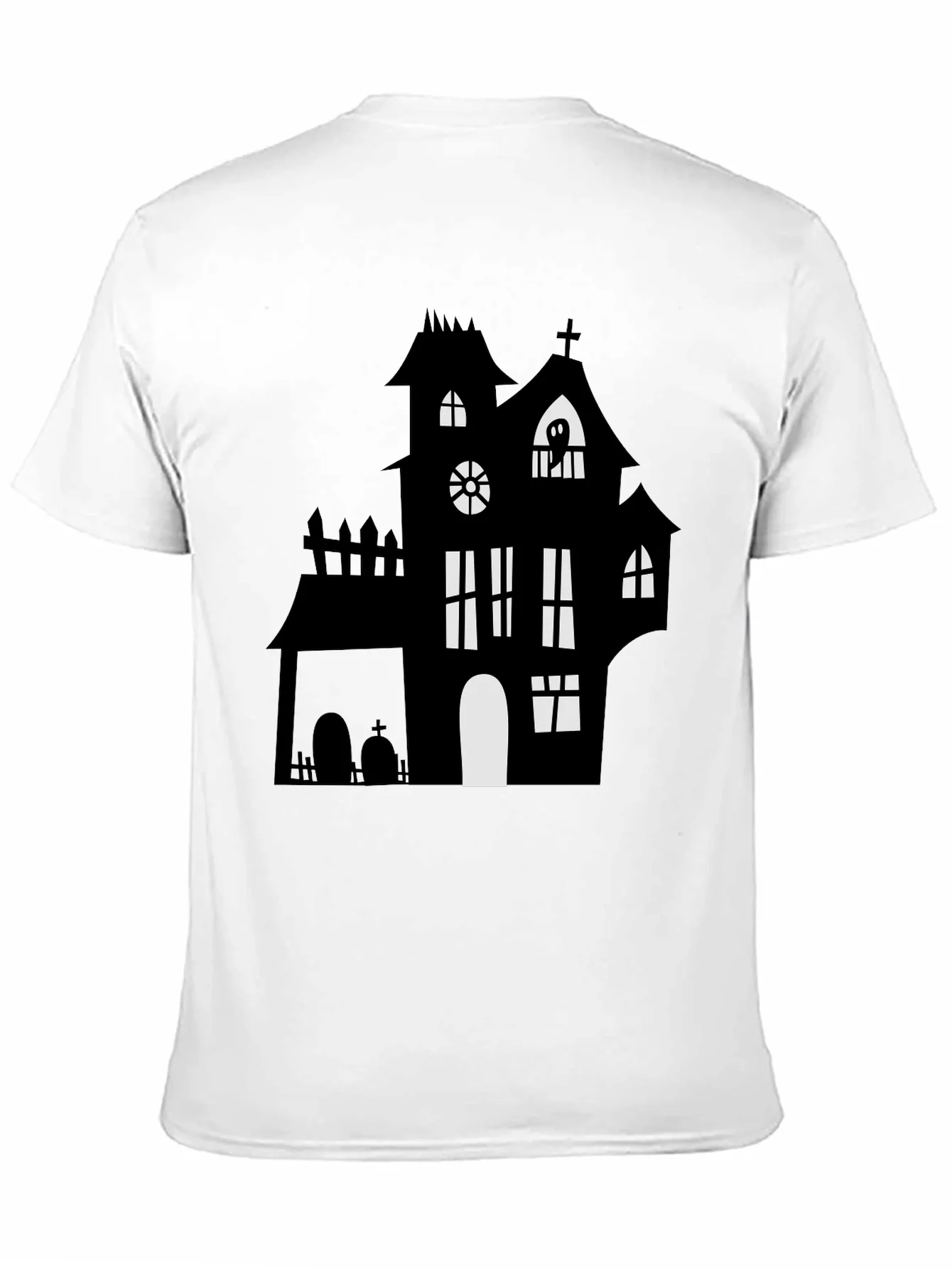 Rebbecca Spooky Halloween Haunted House Graphic Tee - Black