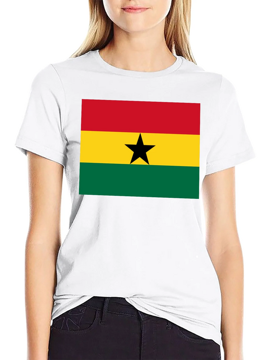 Rebbecca Ghana Flag Graphic Tee - Black Cotton T-Shirt