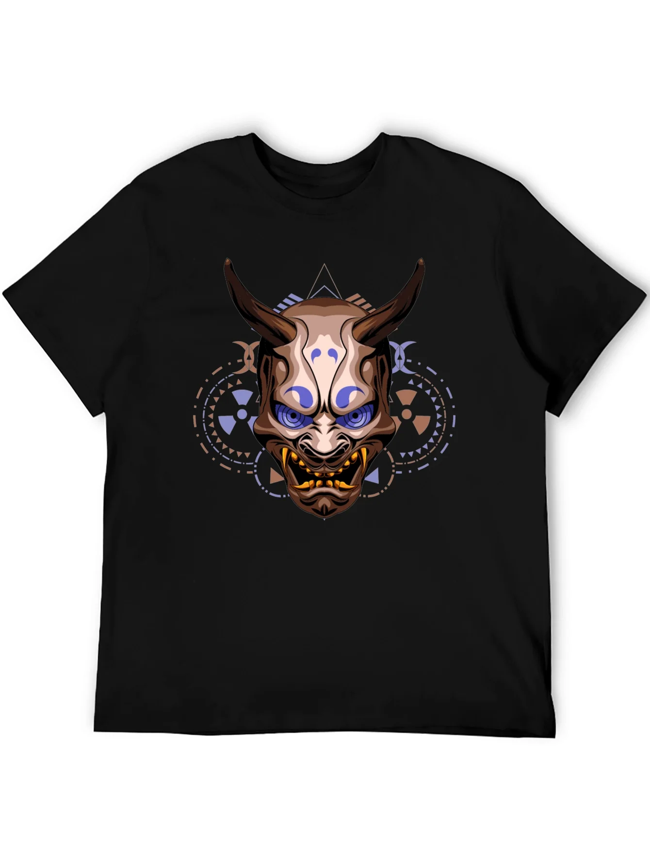 Camiseta Negra Estampada con M¨¢scara Oni