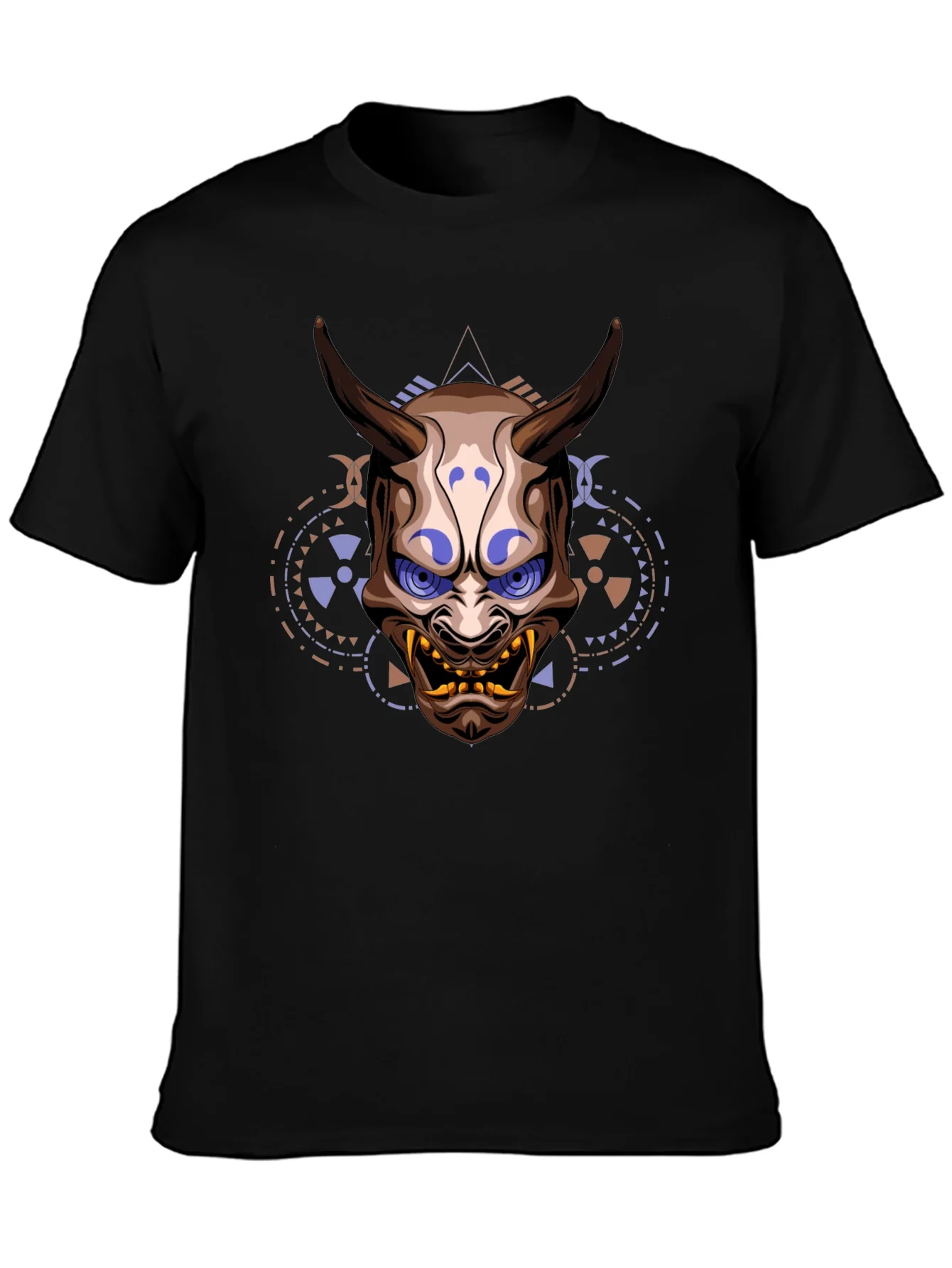 Camiseta Negra Estampada con M¨¢scara Oni