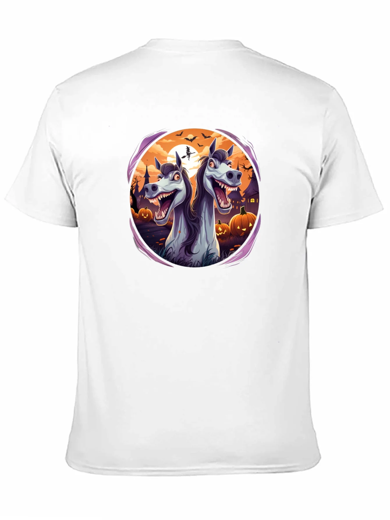 Camiseta Negra con Dise?o Halloween de Caballos