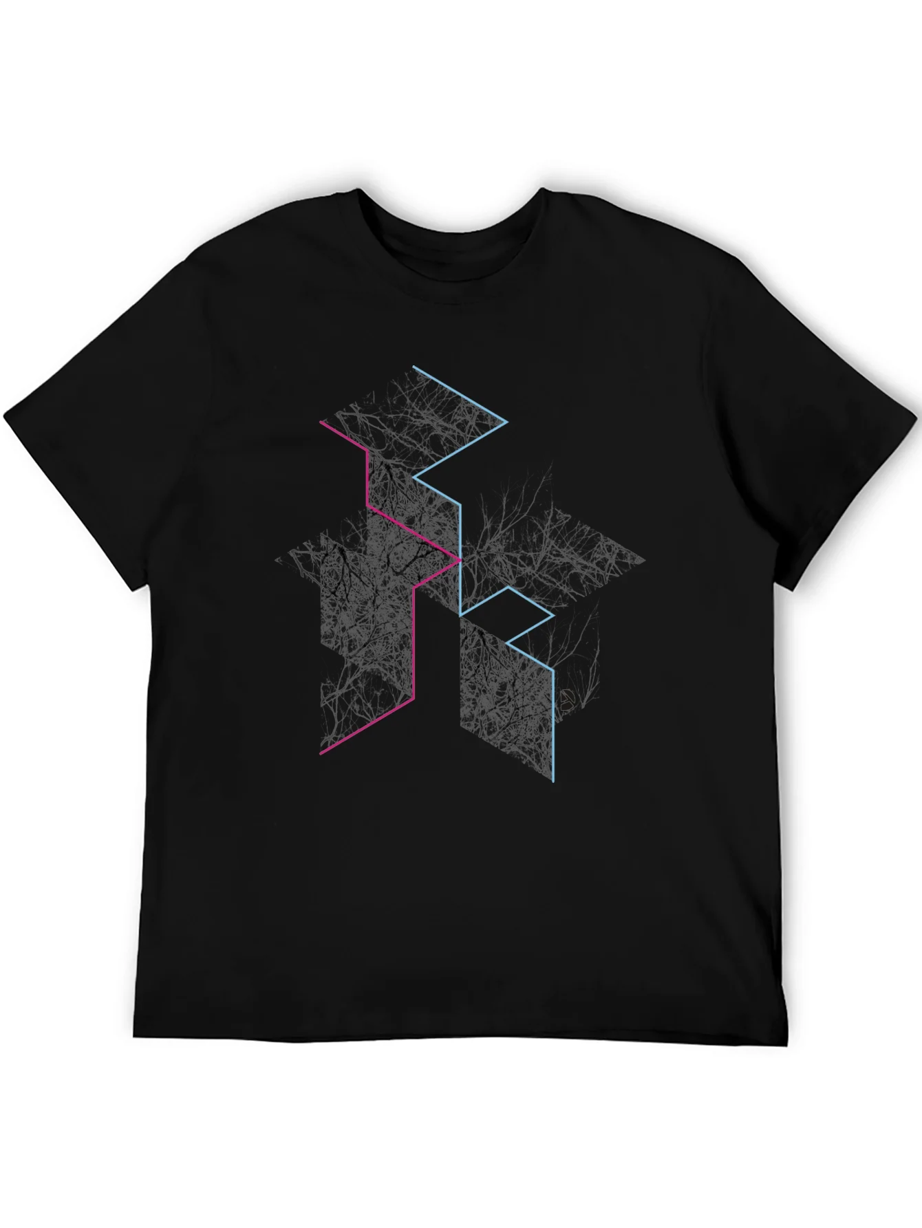 Camiseta Negra Dise?o Abstracto L¨ªneas