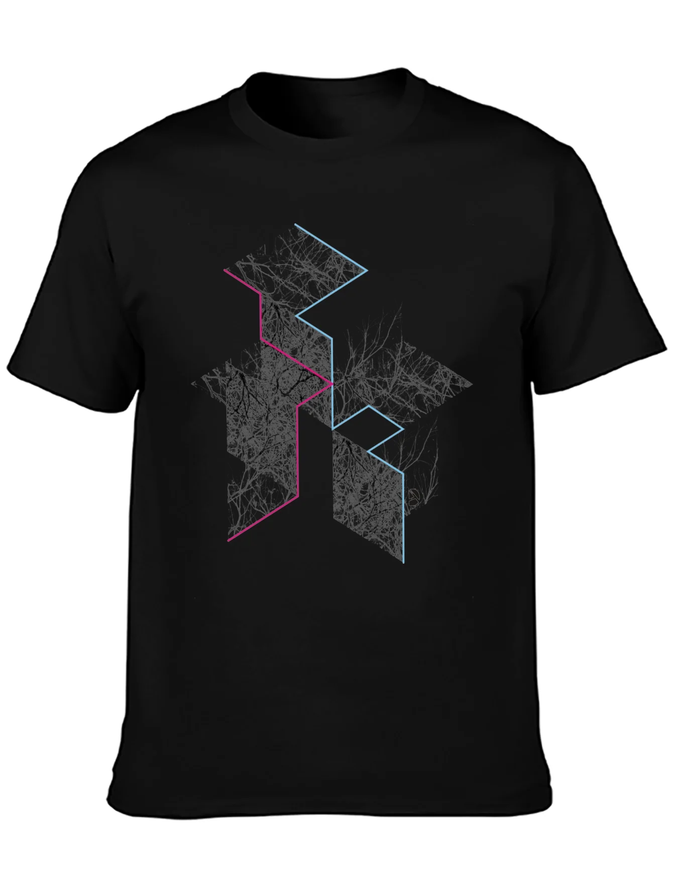 Camiseta Negra Dise?o Abstracto L¨ªneas