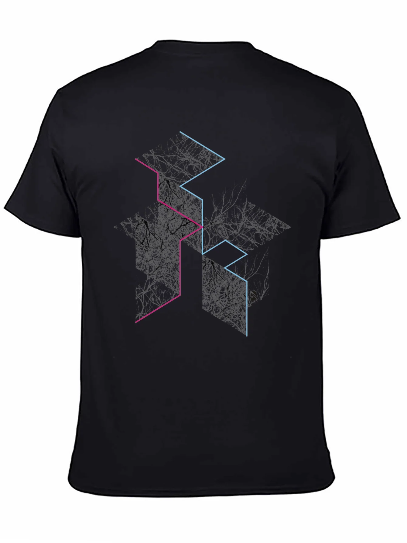 Camiseta Negra Dise?o Abstracto L¨ªneas