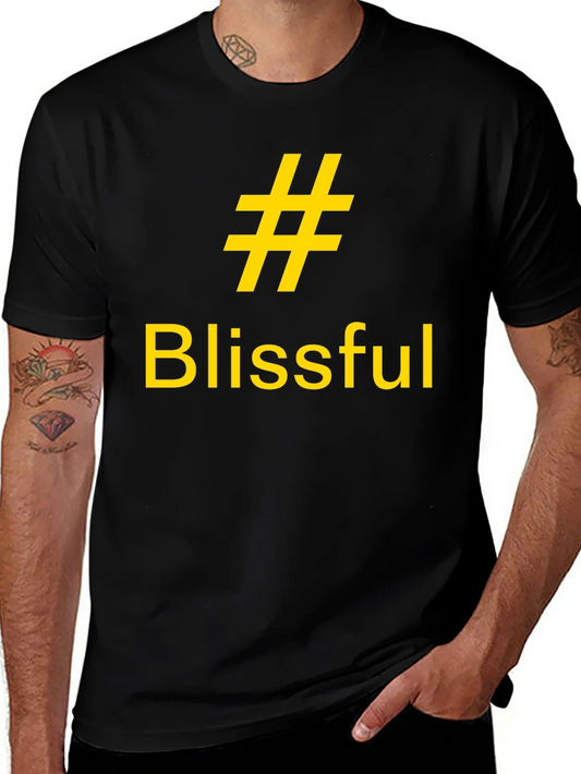 Rebbecca Blissful Hashtag Graphic Tee - Casual Black T-Shirt