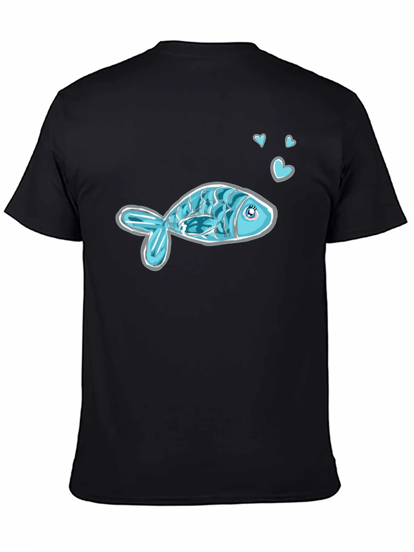 Rebbecca Cute Fish Graphic Tee - Black Casual Shirt