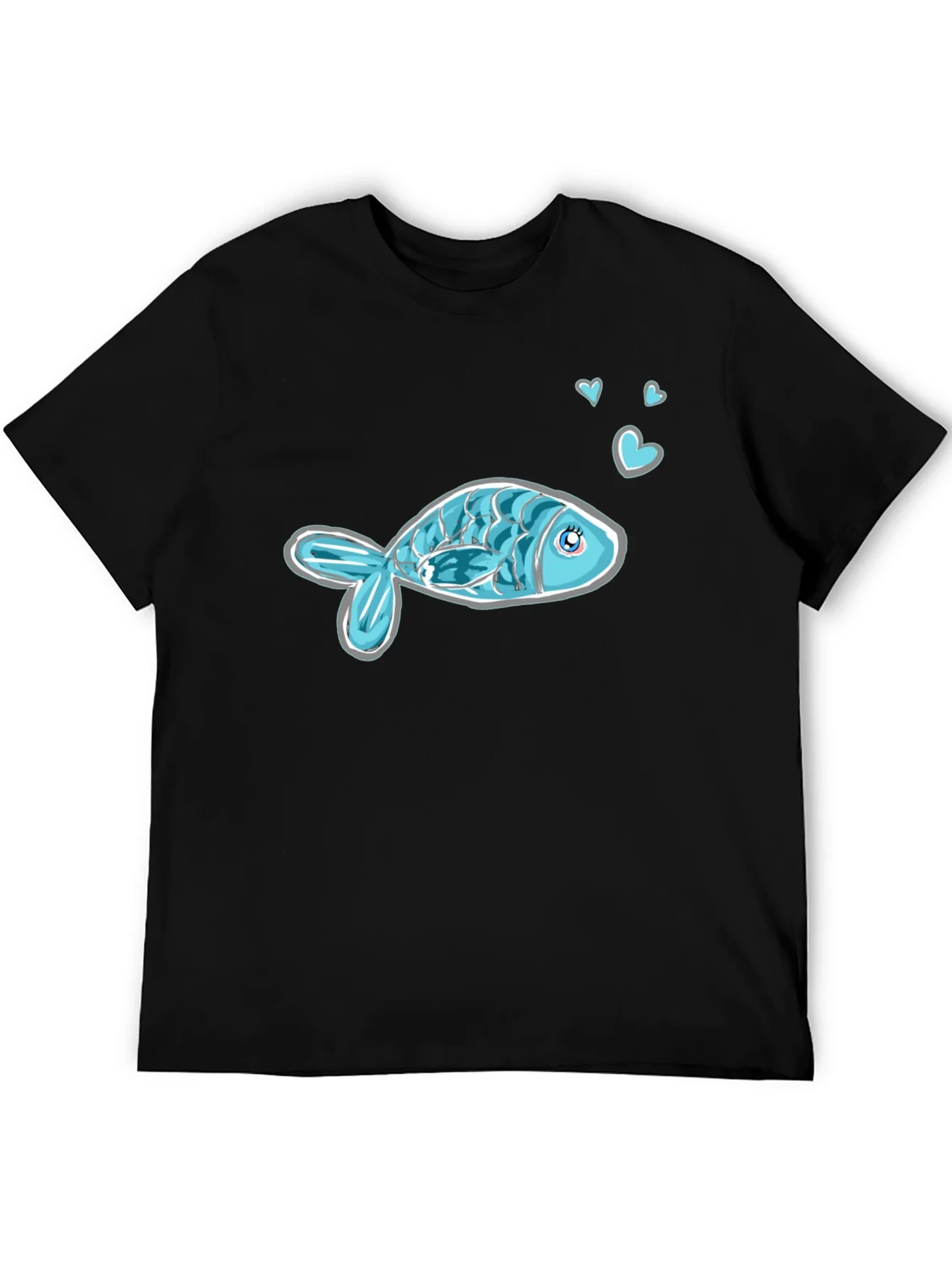 Rebbecca Cute Fish Graphic Tee - Black Casual Shirt