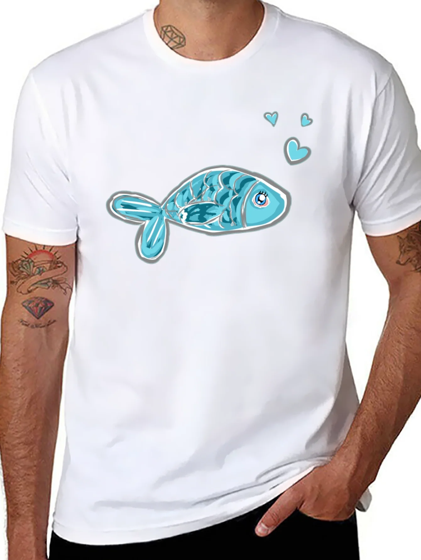 Rebbecca Cute Fish Graphic Tee - Black Casual Shirt