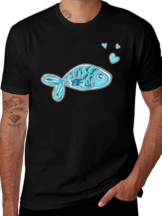 Rebbecca Cute Fish Graphic Tee - Black Casual Shirt