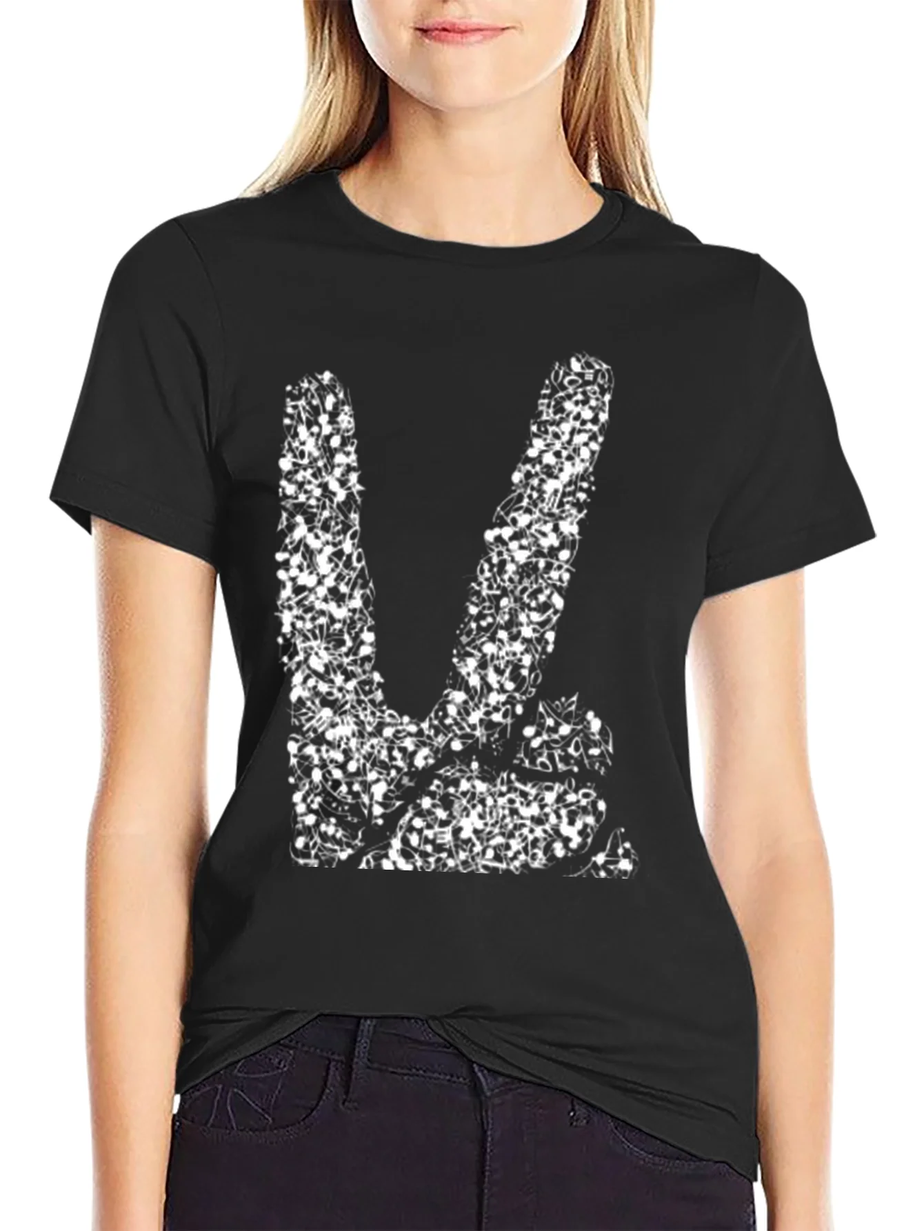 Rebbecca Music Note Peace Sign Graphic Tee