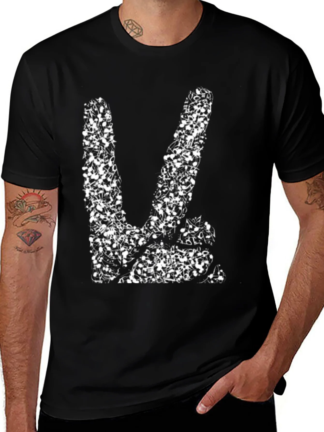 Rebbecca Music Note Peace Sign Graphic Tee