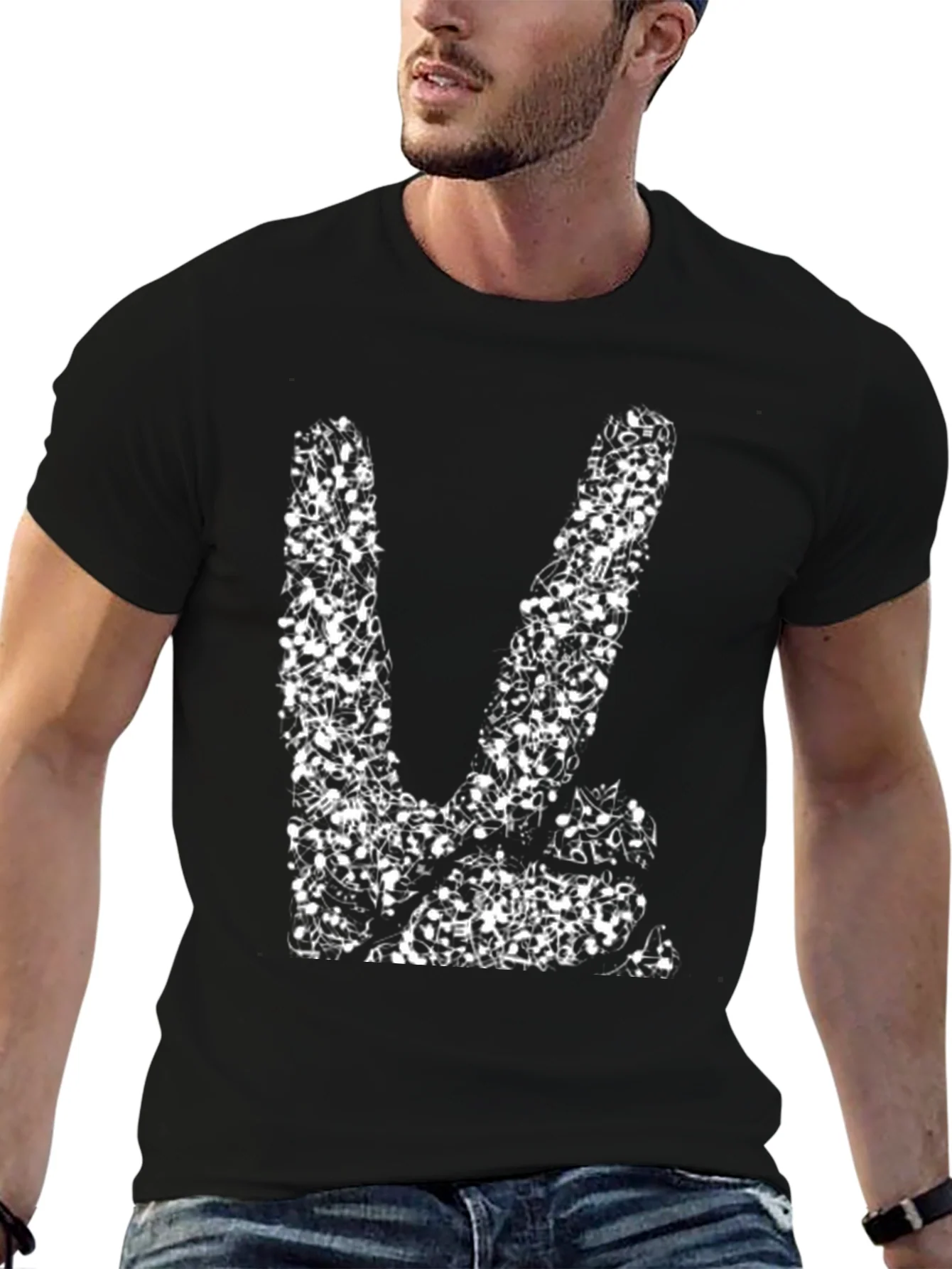 Rebbecca Music Note Peace Sign Graphic Tee
