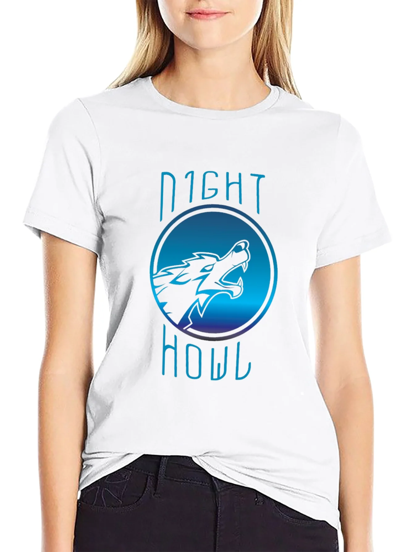 Camiseta Negra Night Howl Dise?o Lobo