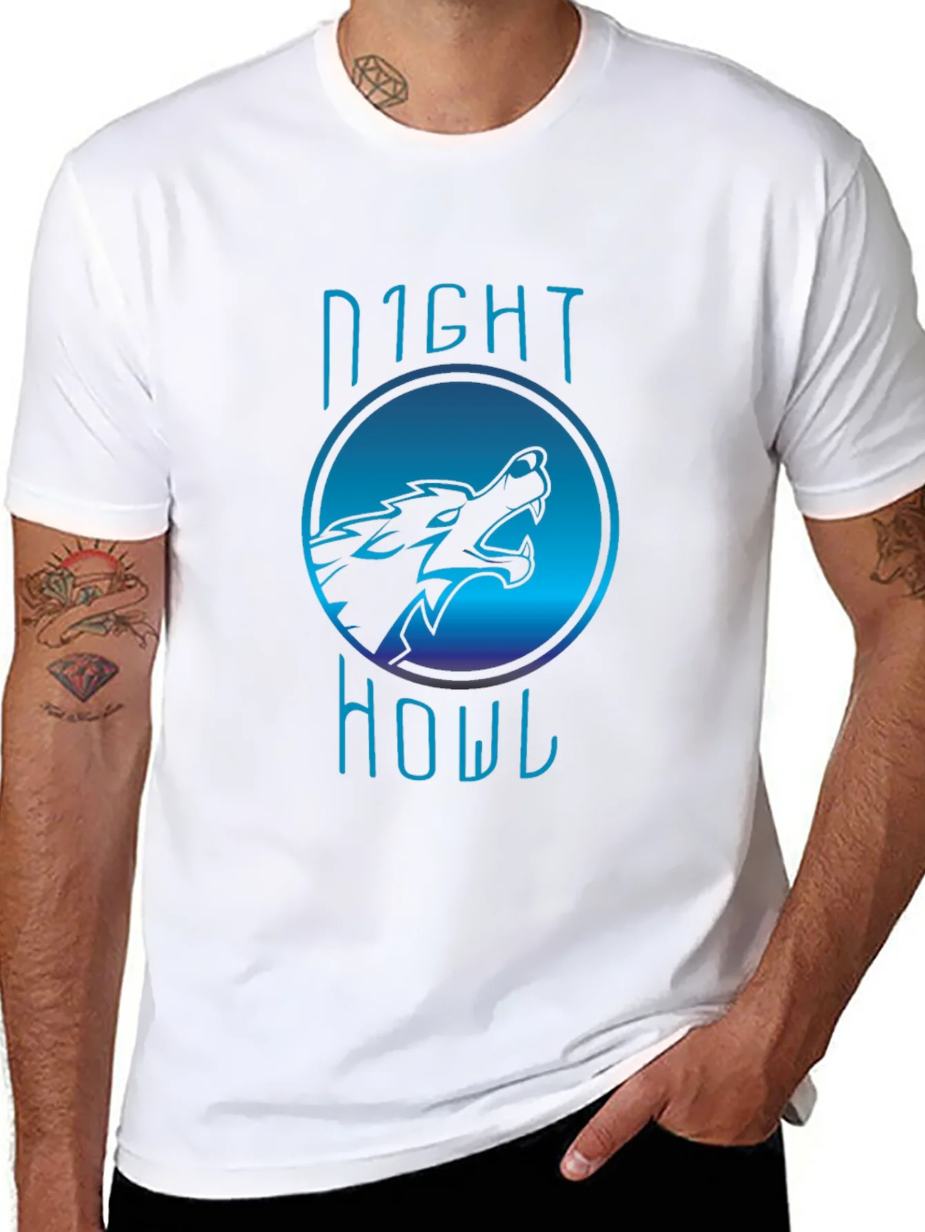 Camiseta Negra Night Howl Dise?o Lobo