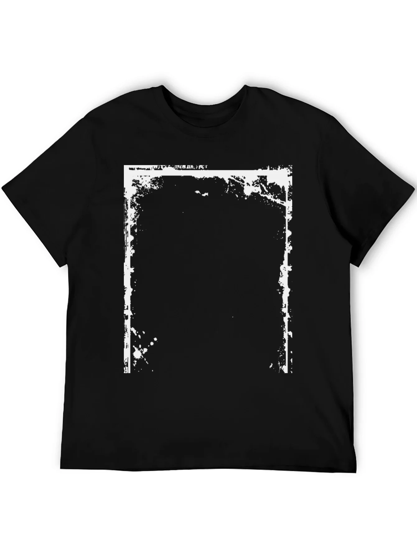 Camiseta Negra con Dise?o Gr¨¢fico Rectangular Blanco