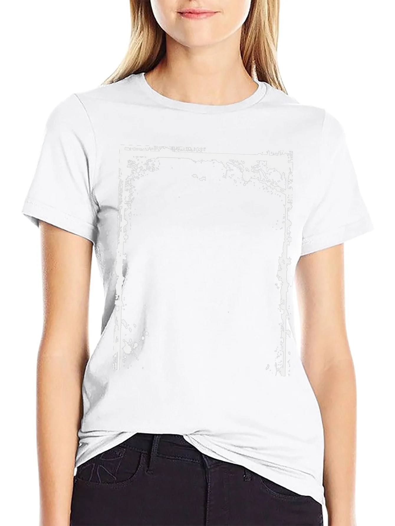 Camiseta Negra con Dise?o Gr¨¢fico Rectangular Blanco