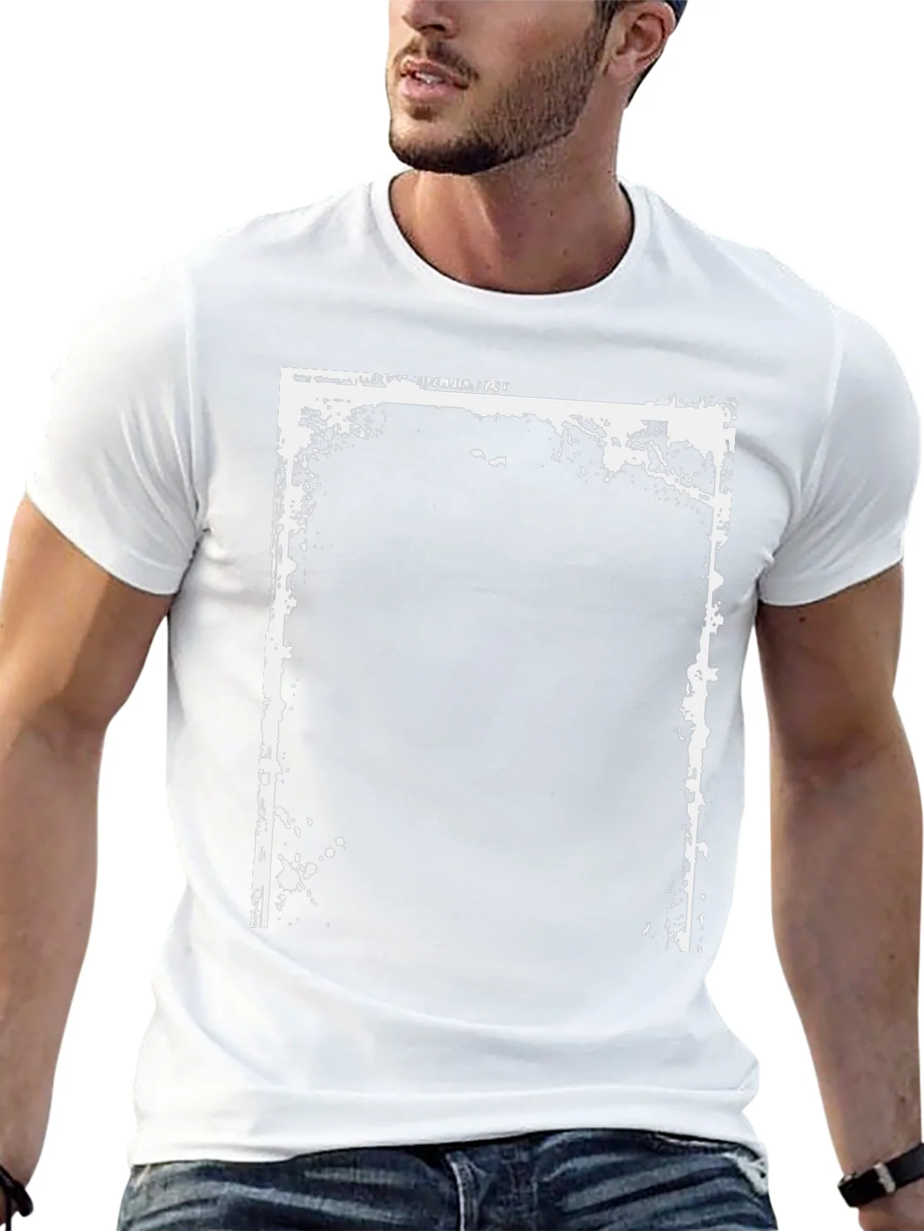 Camiseta Negra con Dise?o Gr¨¢fico Rectangular Blanco
