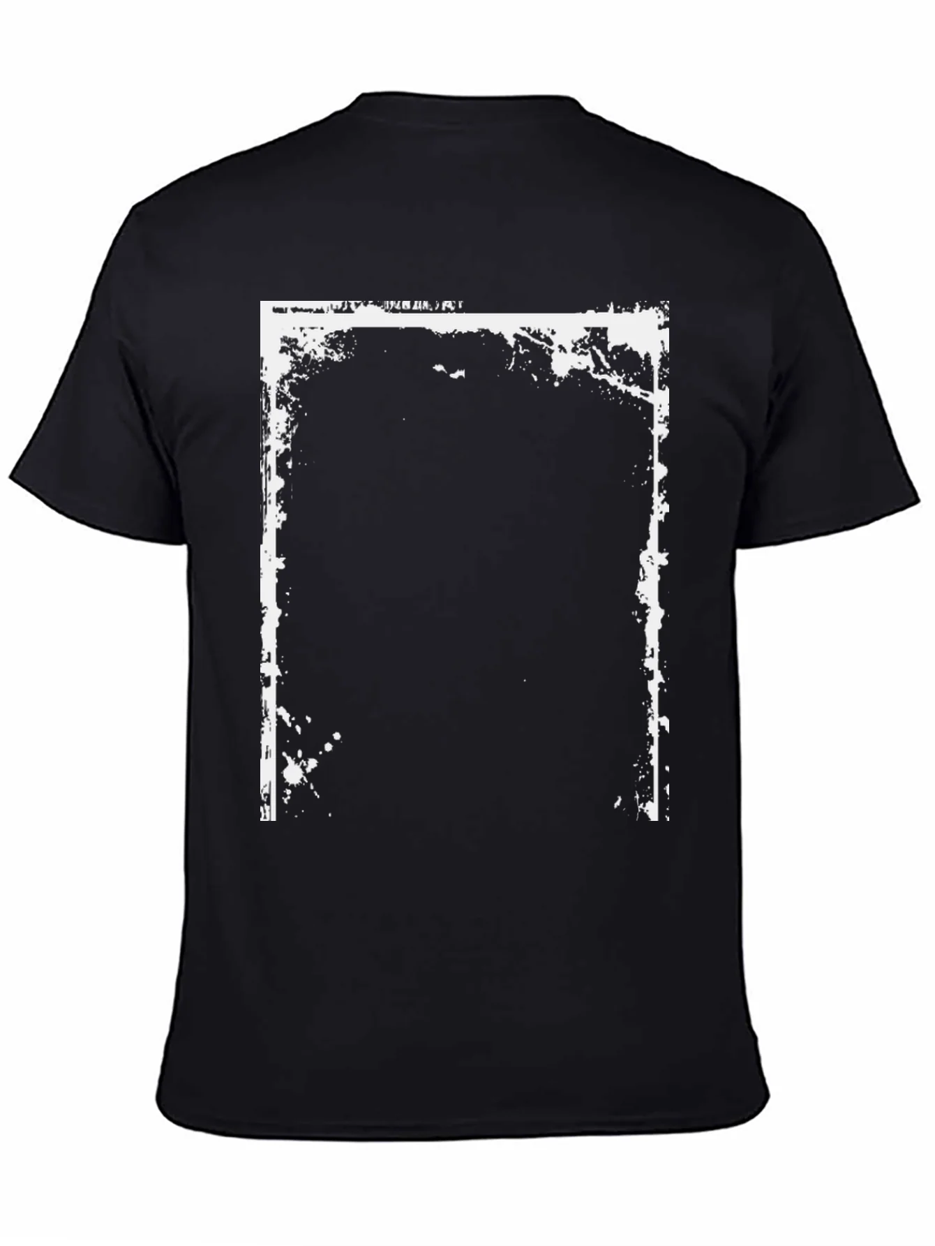 Camiseta Negra con Dise?o Gr¨¢fico Rectangular Blanco