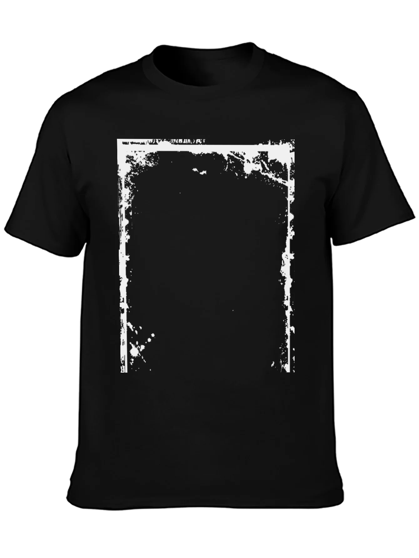 Camiseta Negra con Dise?o Gr¨¢fico Rectangular Blanco