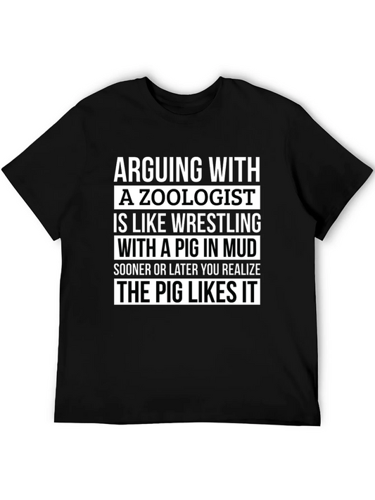 Rebbecca Zoologist Pig Mud Wrestling Humor T-Shirt