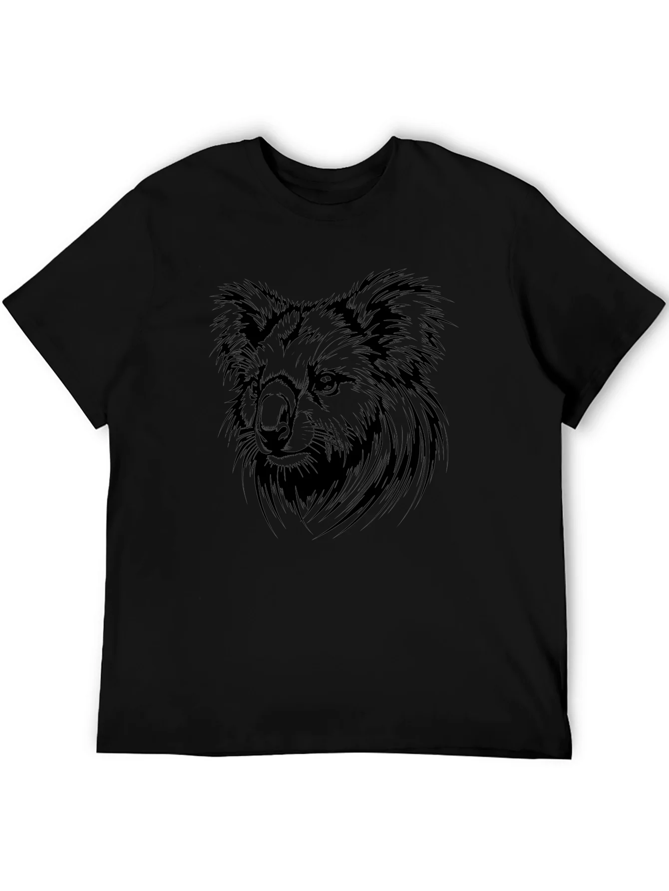 Camiseta Negra con Dise?o de Koala para Hombre