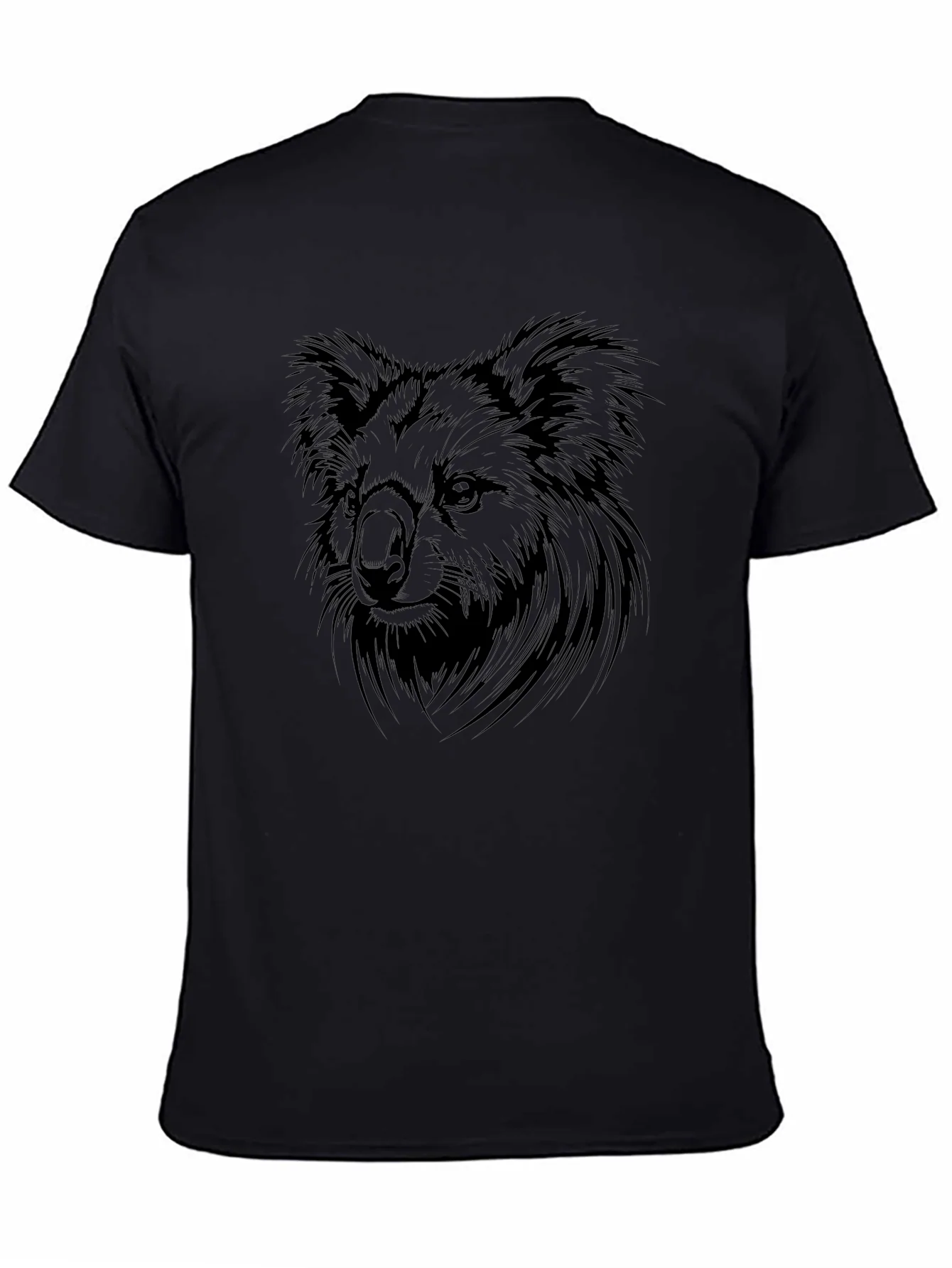 Camiseta Negra con Dise?o de Koala para Hombre