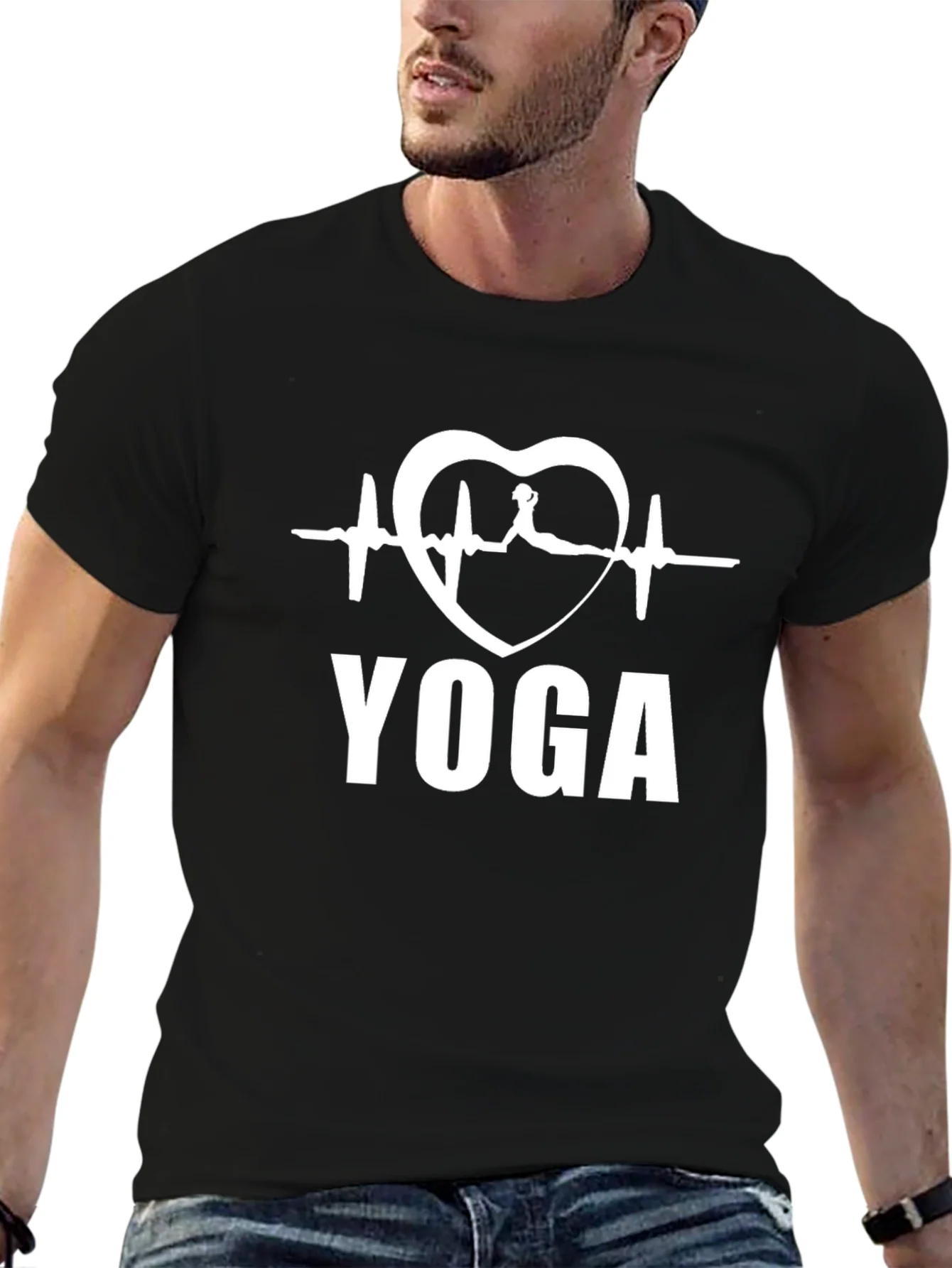 Rebbecca Yoga Heartbeat T-Shirt - Black Cotton Tee