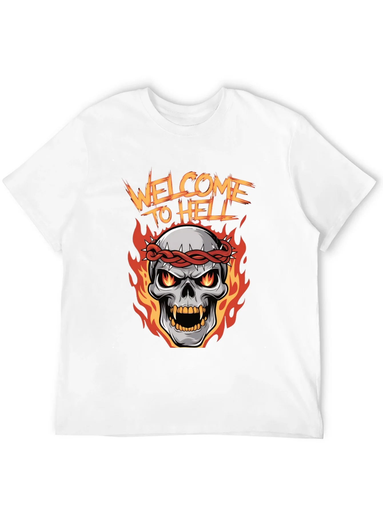 Camiseta Negra Welcome to Hell Calavera en Llamas