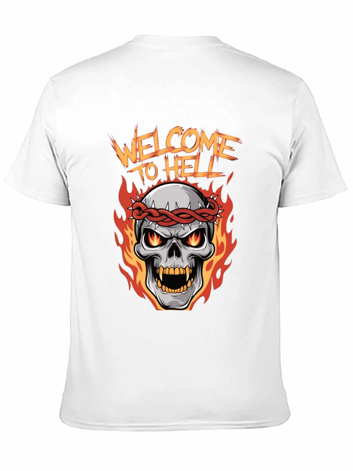 Camiseta Negra Welcome to Hell Calavera en Llamas