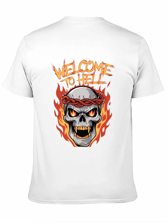 Camiseta Negra Welcome to Hell Calavera en Llamas