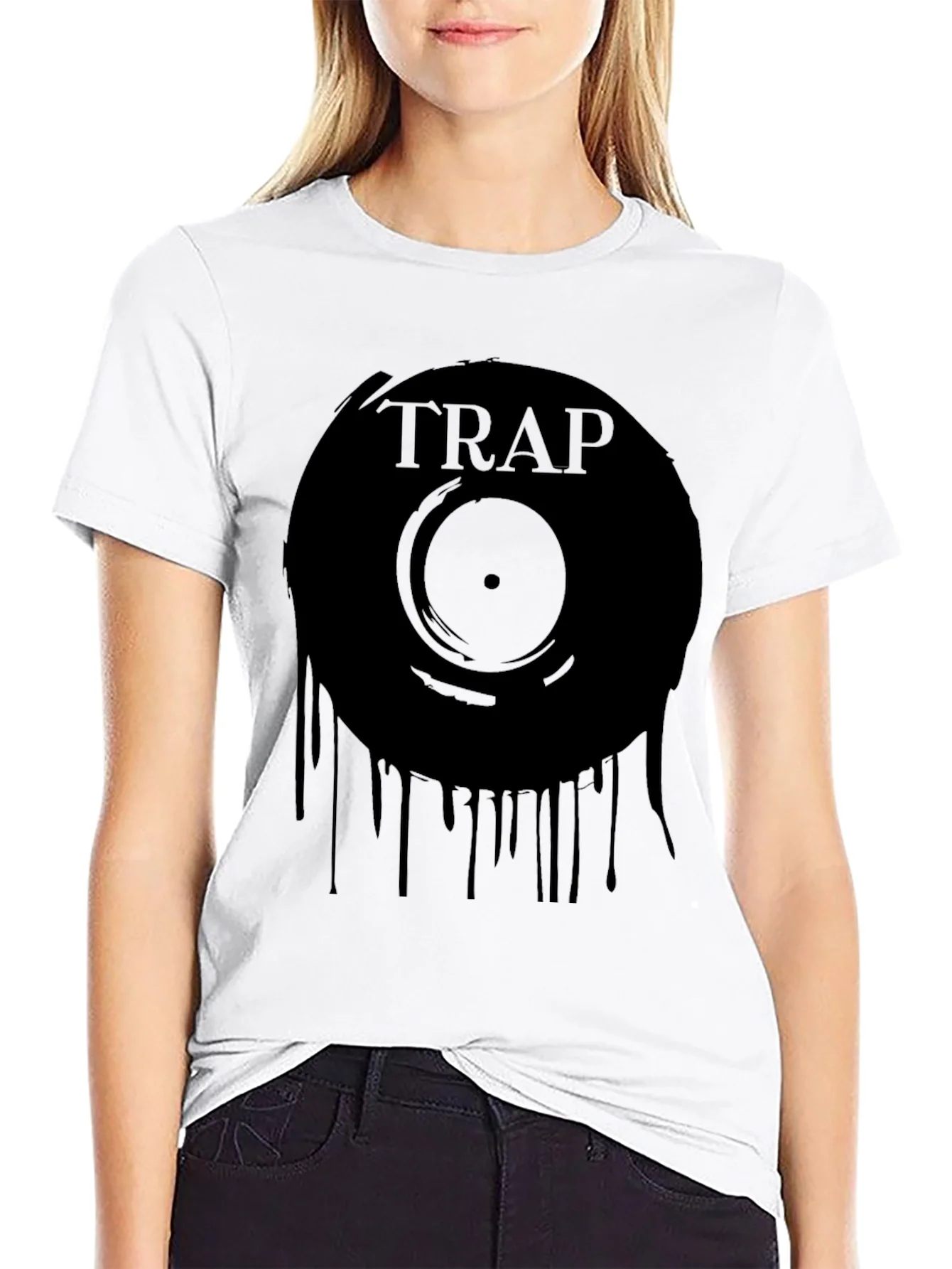 Camiseta Negra con Dise?o de Vinilo Trap