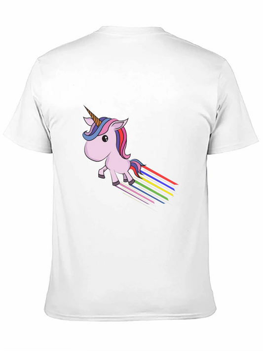 Rebbecca Rainbow Unicorn Graphic Tee - Black Cotton Blend