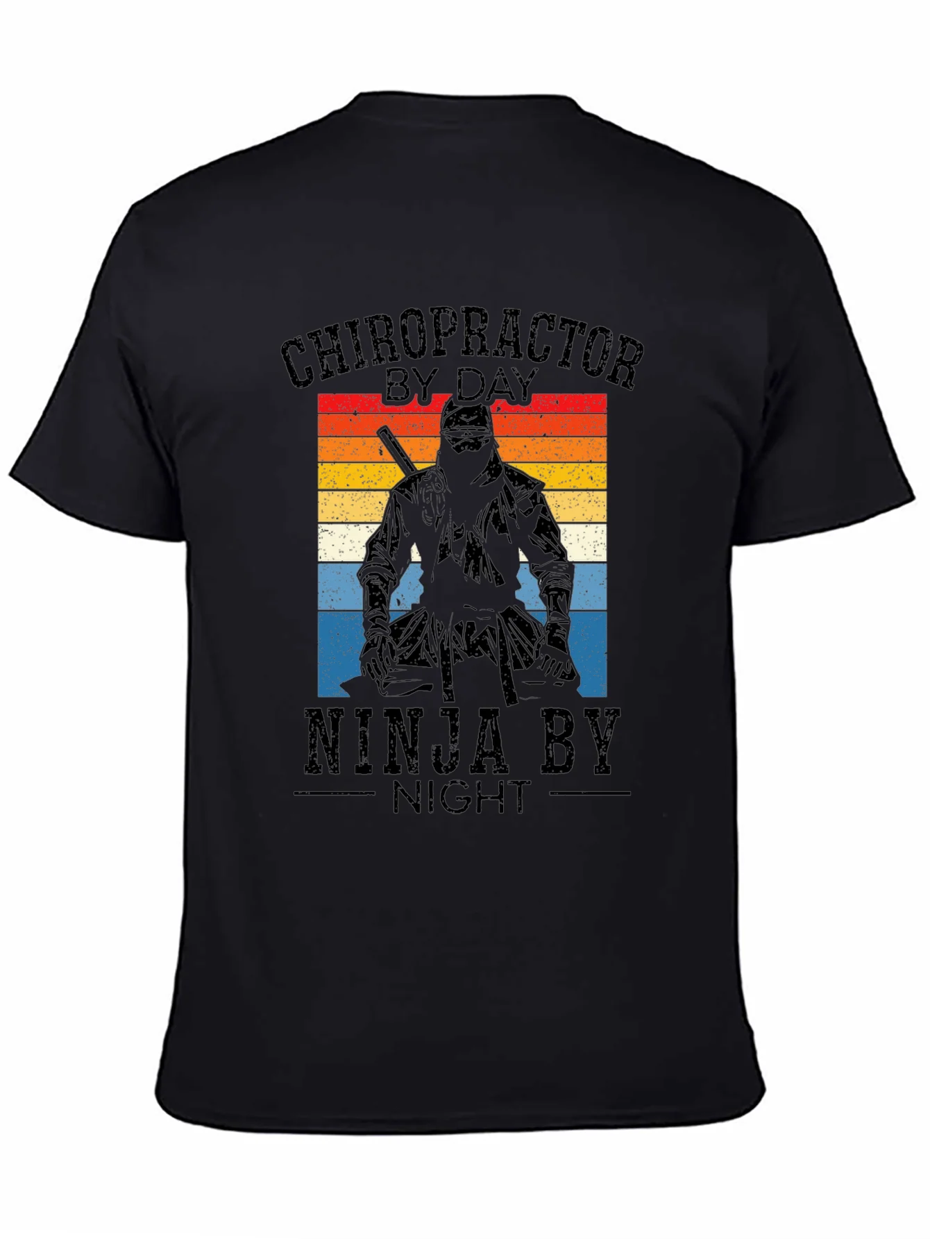 Camiseta Negra: Quiropr¨¢ctico de D¨ªa Ninja de Noche