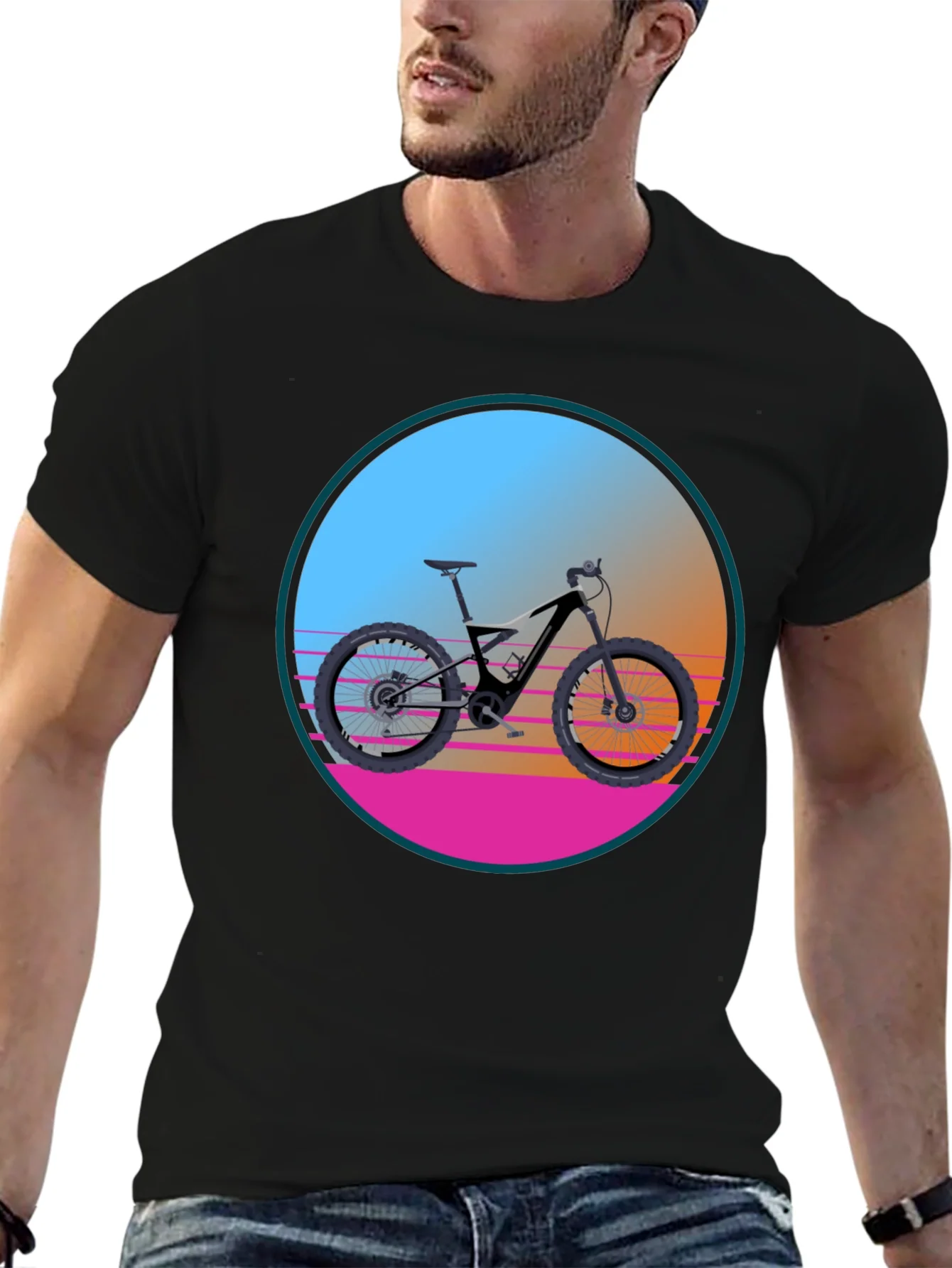 Camiseta Negra con Dise?o de Bicicleta Retro