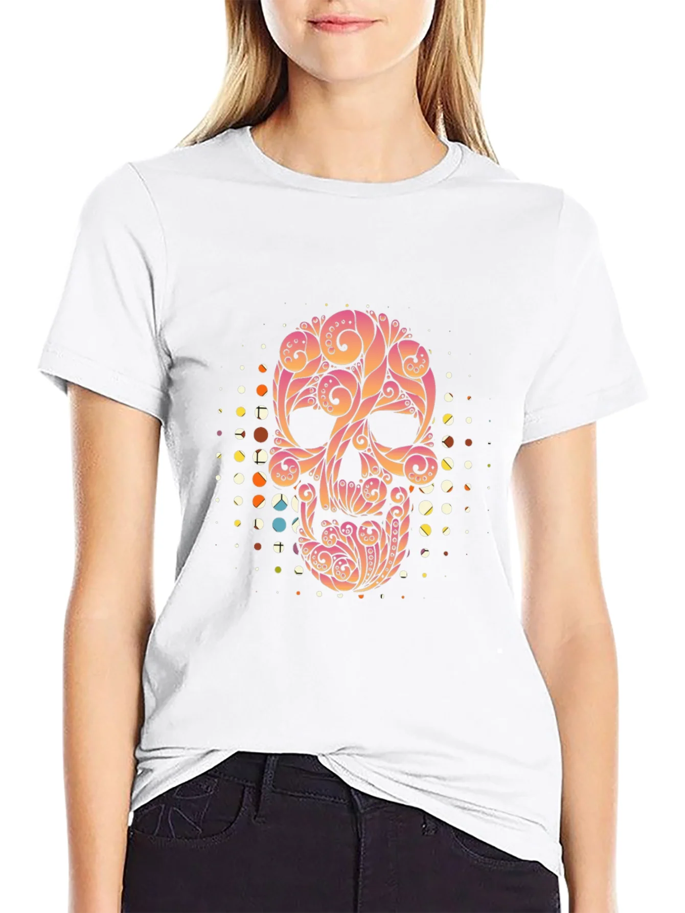 Rebbecca Ornate Skull Graphic Tee - Black T-Shirt