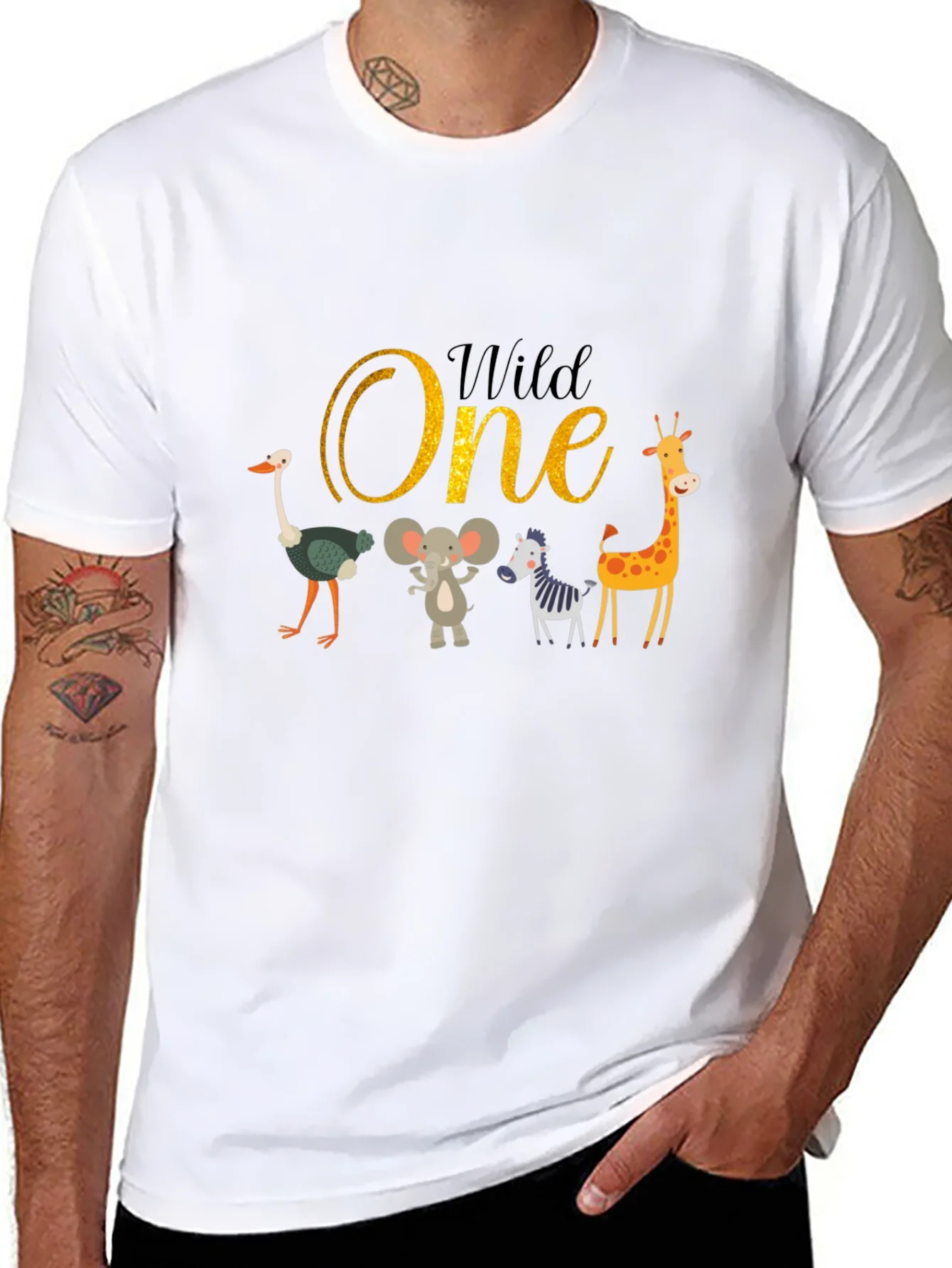 Camiseta Negra Wild One Animales para Cumplea?os