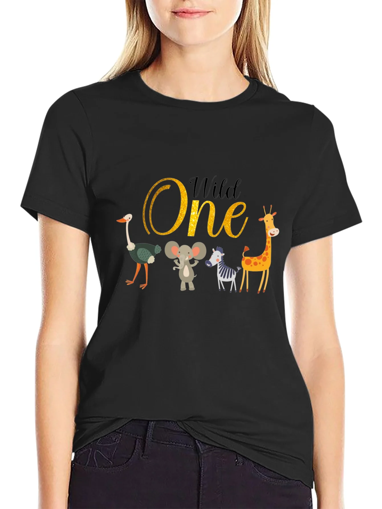 Camiseta Negra Wild One Animales para Cumplea?os