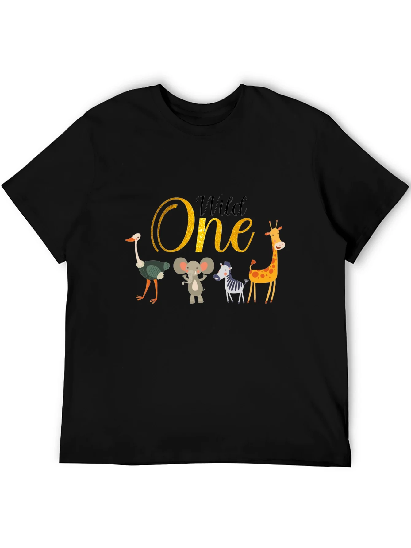 Camiseta Negra Wild One Animales para Cumplea?os